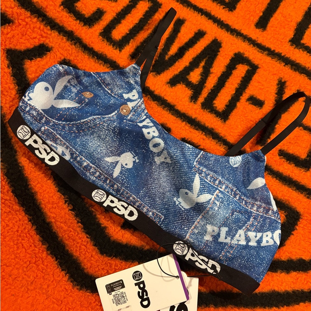 PSD playboy denim print bralette
